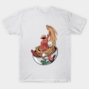 lufy one piece x mie ayam T-Shirt